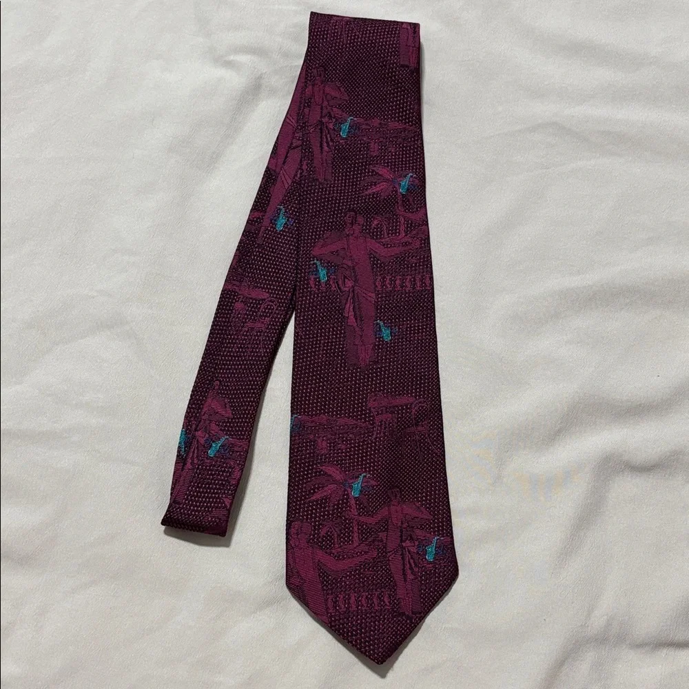 Boss Burgundy and Teal Patterned Tie - Picture 3 of 6
